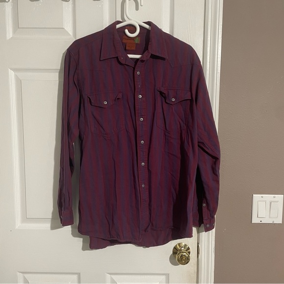 FIELDMASTER MEN'S BLUE RED PLAID BUTTON UP Long Sleeve Shirt SIZE Medium - Picture 1 of 3